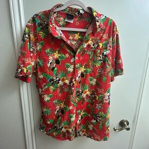 Disney Red Tropical Print Men's Shirt size XL